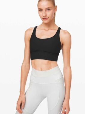 Lululemon Energy Bra *Long Line Texture Black Size 6